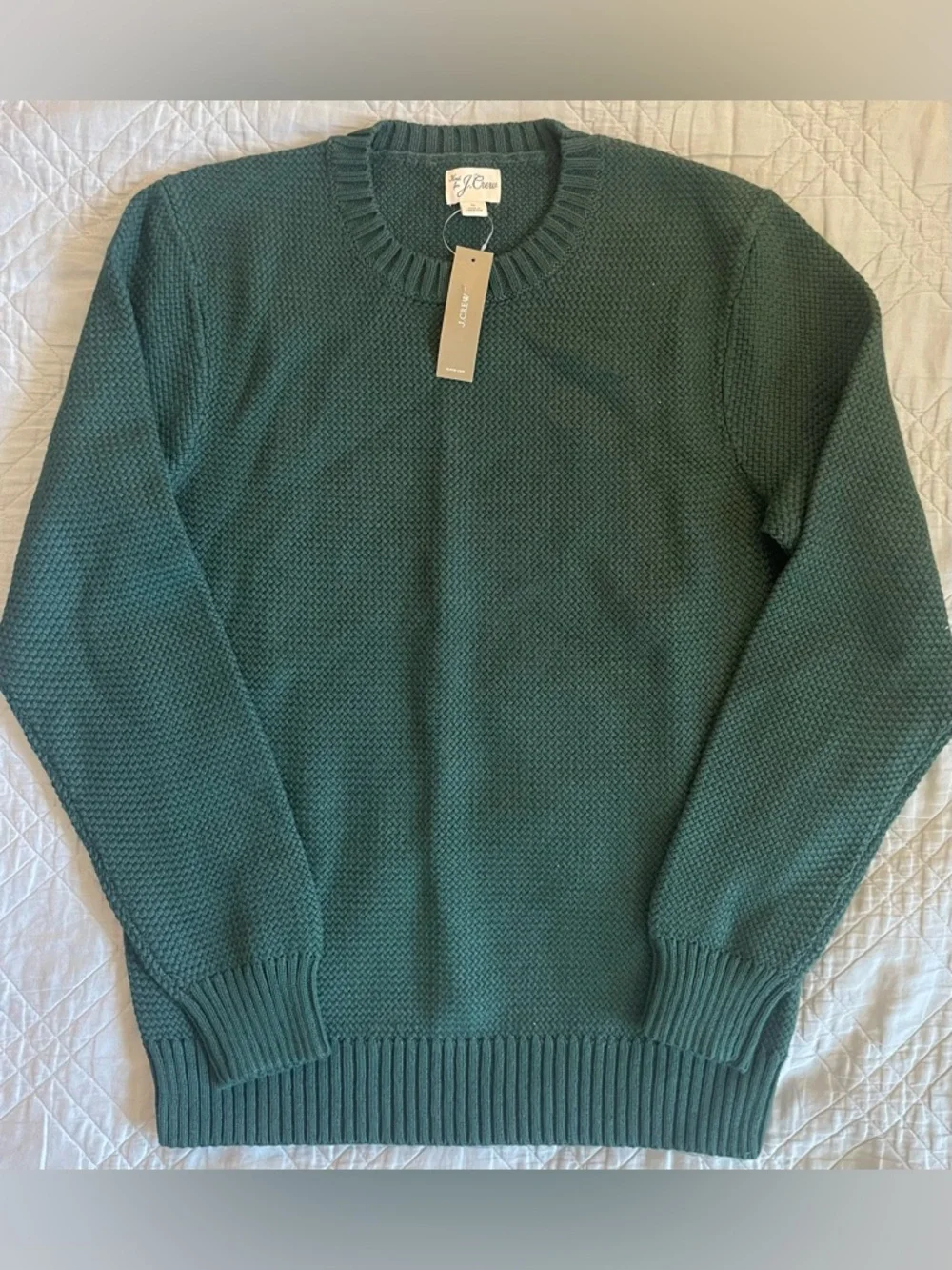 J. CREW Basket-stitch cotton crewneck sweater in Woodland‎ Size S NWT $118 CQ168